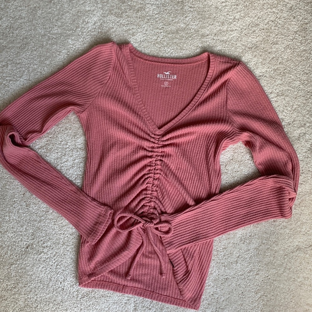Hollister Pink long sleeve cinched tee